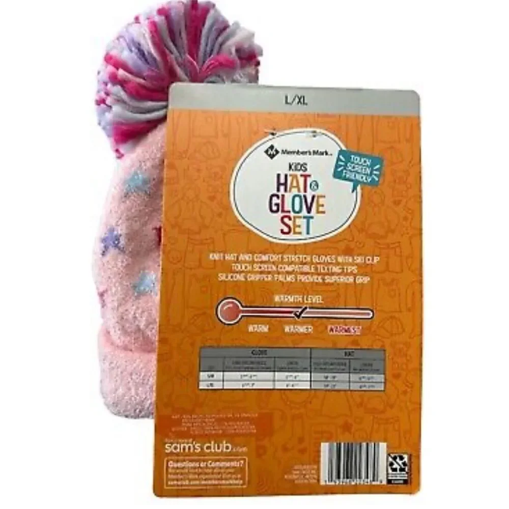 *NEW* Members mark kids, hat, and gloves, set large, extra large in pink